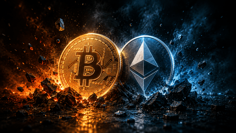 Illustration of Bitcoin and Ethereum representing crypto market commentary